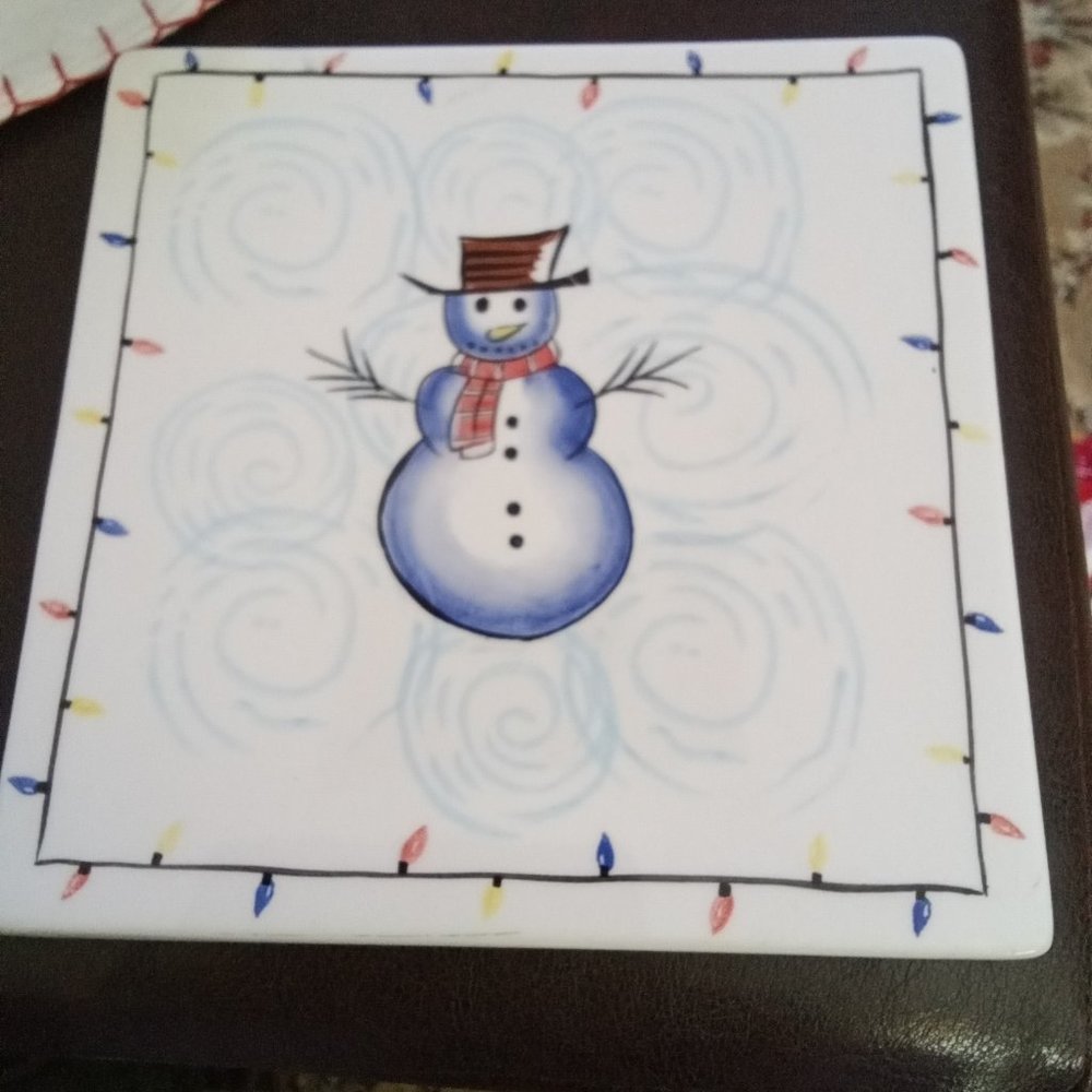 cute little snowman trivet hand painted will brighten your day